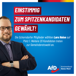Lars Haise tritt erneut als Spitzenkandidat für die Gemeinderatswahl in Schorndorf an