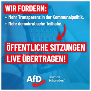 AfD-Fraktion fordert Live-Übertragung von öffentlichen Gremiensitzungen im Internet